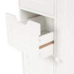 Meuble de rangement de salle de bain en bois blanc à 4 tiroirs et 1 porte - 83 cm H x 56 cm L x 30 cm P