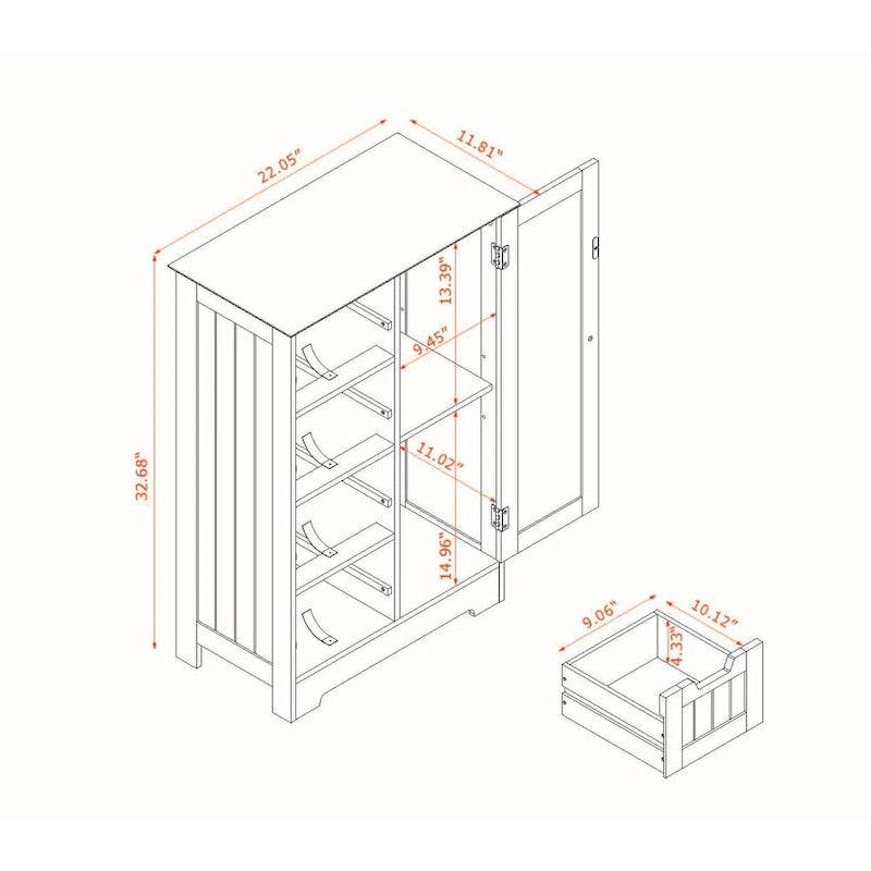 Meuble de rangement de salle de bain en bois blanc à 4 tiroirs et 1 porte - 83 cm H x 56 cm L x 30 cm P