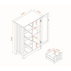 Meuble de rangement de salle de bain en bois blanc à 4 tiroirs et 1 porte - 83 cm H x 56 cm L x 30 cm P