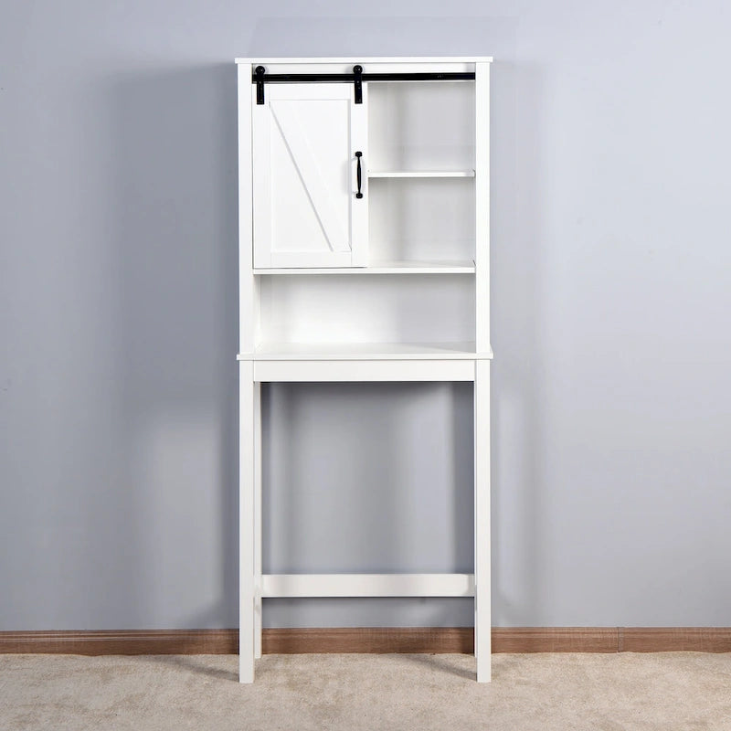 Meuble de rangement sur toilettes avec porte coulissante de style grange