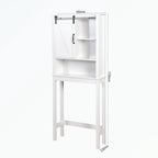 Meuble de rangement sur toilettes avec porte coulissante de style grange