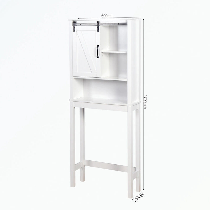 Meuble de rangement sur toilettes avec porte coulissante de style grange