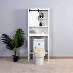 Meuble de rangement sur toilettes avec porte coulissante de style grange