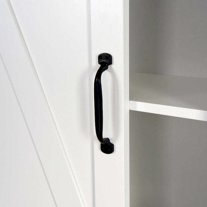 Meuble de rangement sur toilettes avec porte coulissante de style grange