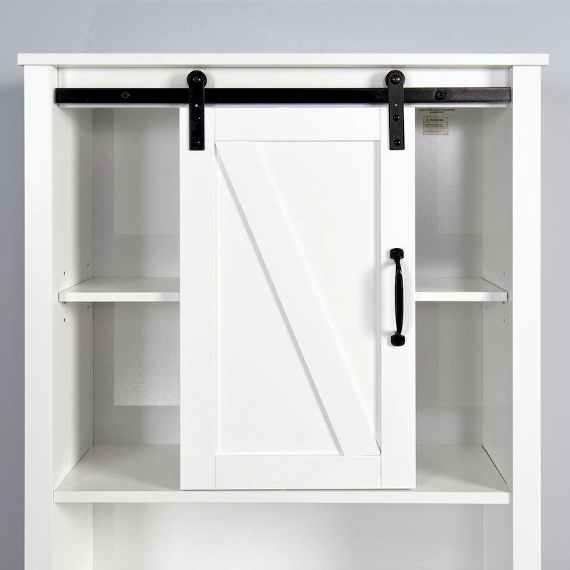 Meuble de rangement sur toilettes avec porte coulissante de style grange