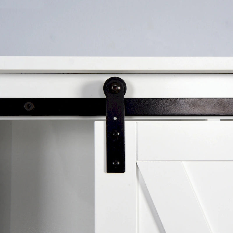 Meuble de rangement sur toilettes avec porte coulissante de style grange