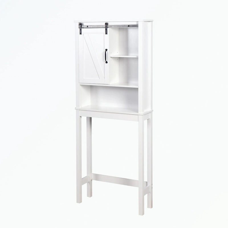 Meuble de rangement sur toilettes avec porte coulissante de style grange