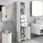 Meuble de rangement de salle de bain autoportant avec 3 tiroirs et étagère réglable