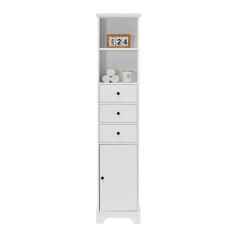 Meuble de rangement de salle de bain autoportant avec 3 tiroirs et étagère réglable