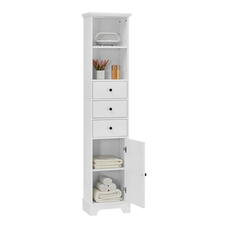 Meuble de rangement de salle de bain autoportant avec 3 tiroirs et étagère réglable