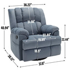 Fauteuil inclinable manuel vert surdimensionné avec pivotement, basculement et revêtement en tissu