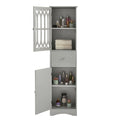 Merax Armoire de salle de bain haute sur pied avec porte en acrylique