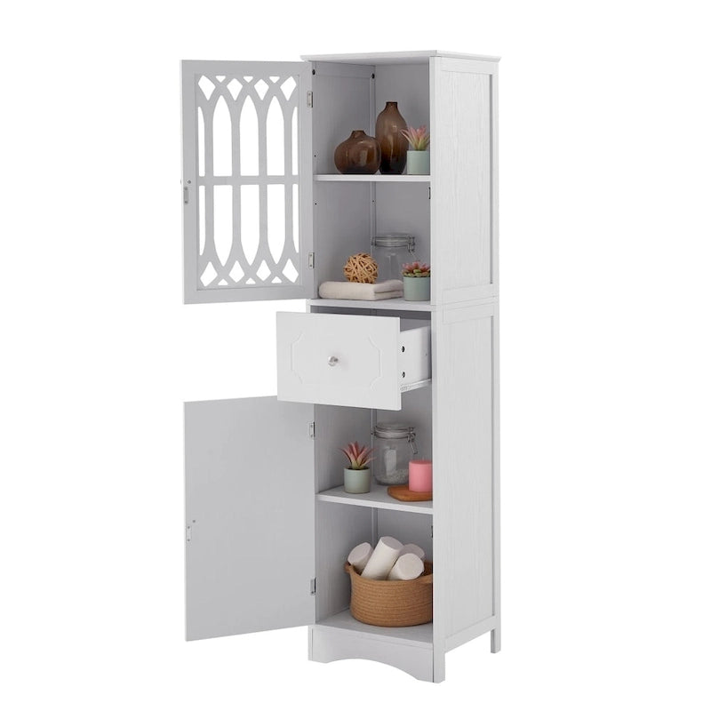 Merax Armoire de salle de bain haute sur pied avec porte en acrylique