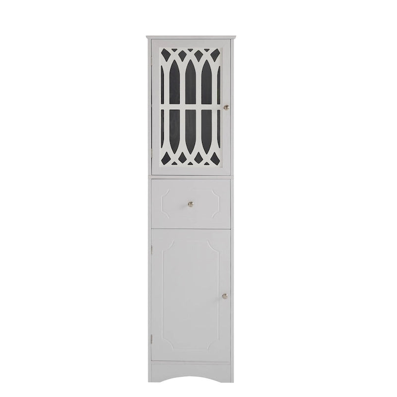 Merax Armoire de salle de bain haute sur pied avec porte en acrylique