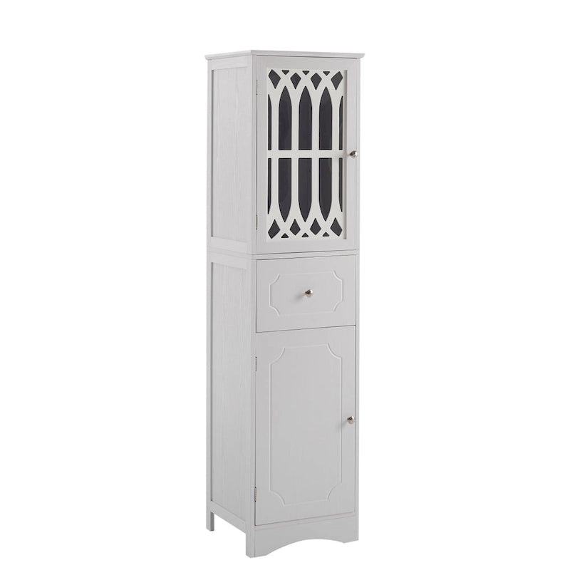 Merax Armoire de salle de bain haute sur pied avec porte en acrylique