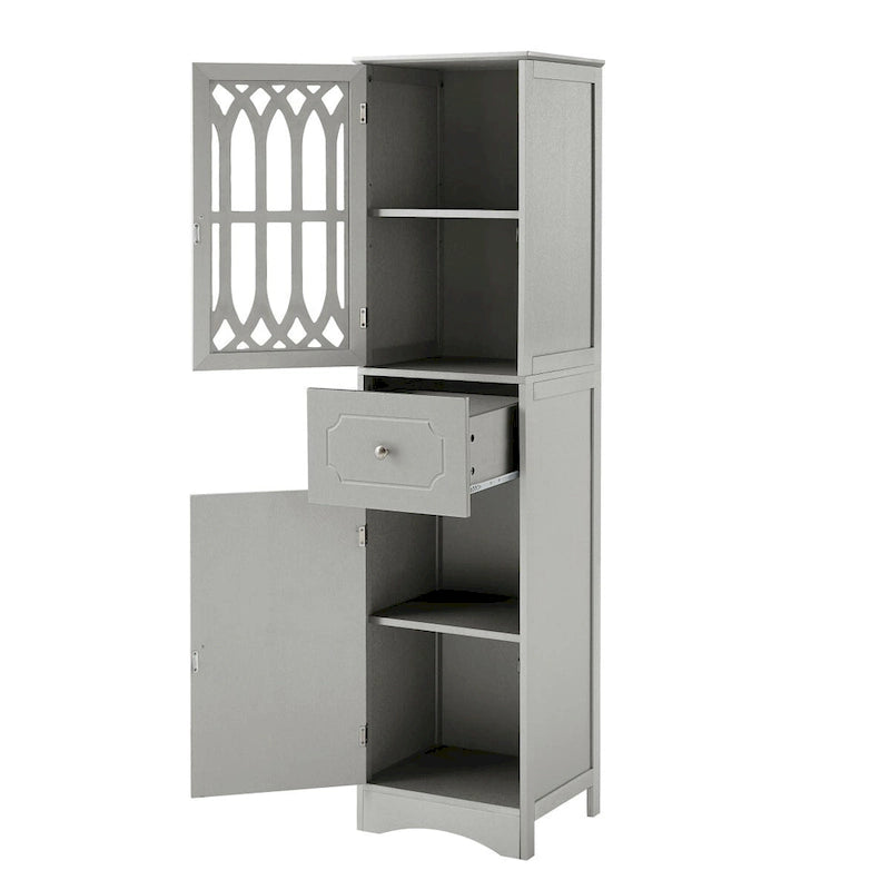 Merax Armoire de salle de bain haute sur pied avec porte en acrylique