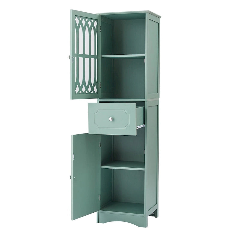 Merax Armoire de salle de bain haute sur pied avec porte en acrylique