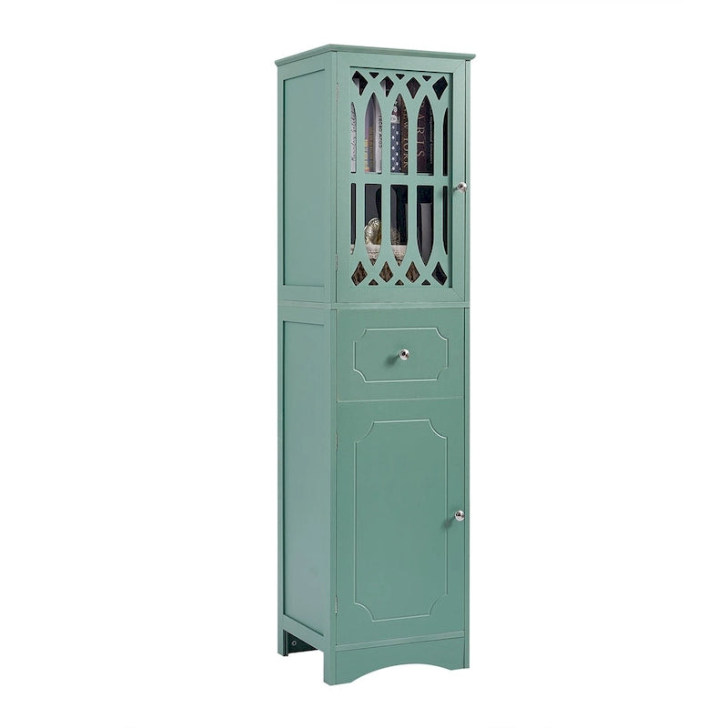 Merax Armoire de salle de bain haute sur pied avec porte en acrylique