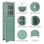 Merax Armoire de salle de bain haute sur pied avec porte en acrylique
