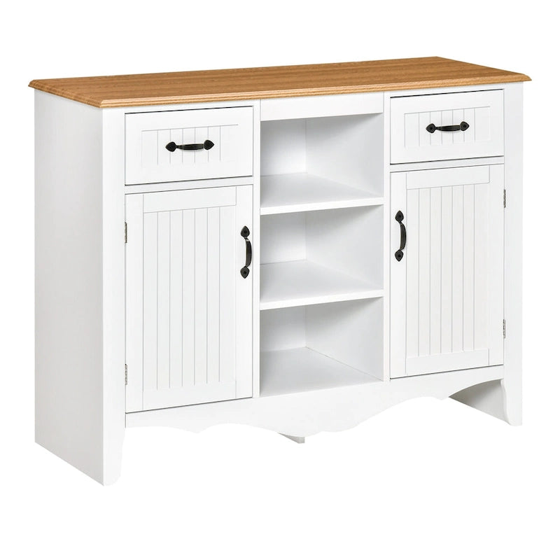 HOMCOM Buffet de Rangement 107 cm avec Tiroirs et Étagères Réglables pour Salle à Manger, Salon