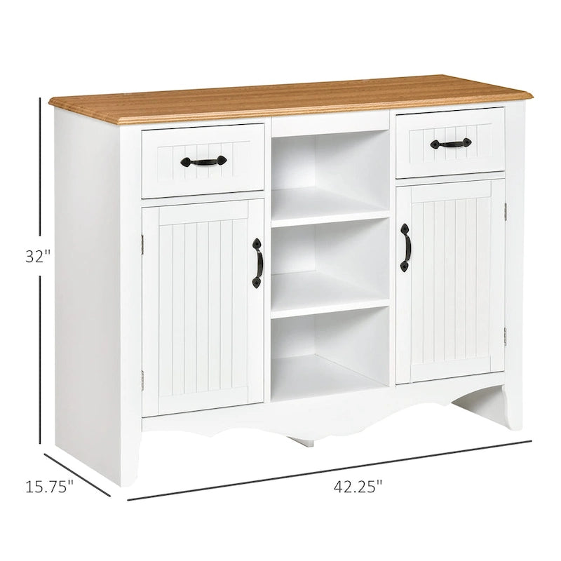 HOMCOM Buffet de Rangement 107 cm avec Tiroirs et Étagères Réglables pour Salle à Manger, Salon