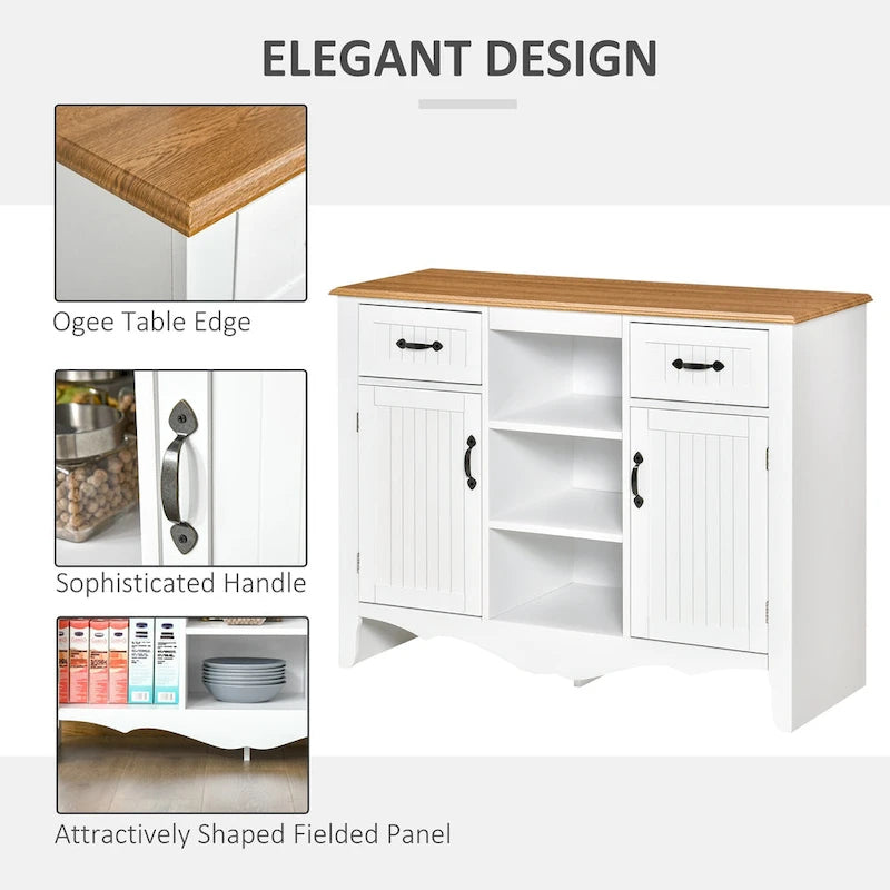 HOMCOM Buffet de Rangement 107 cm avec Tiroirs et Étagères Réglables pour Salle à Manger, Salon