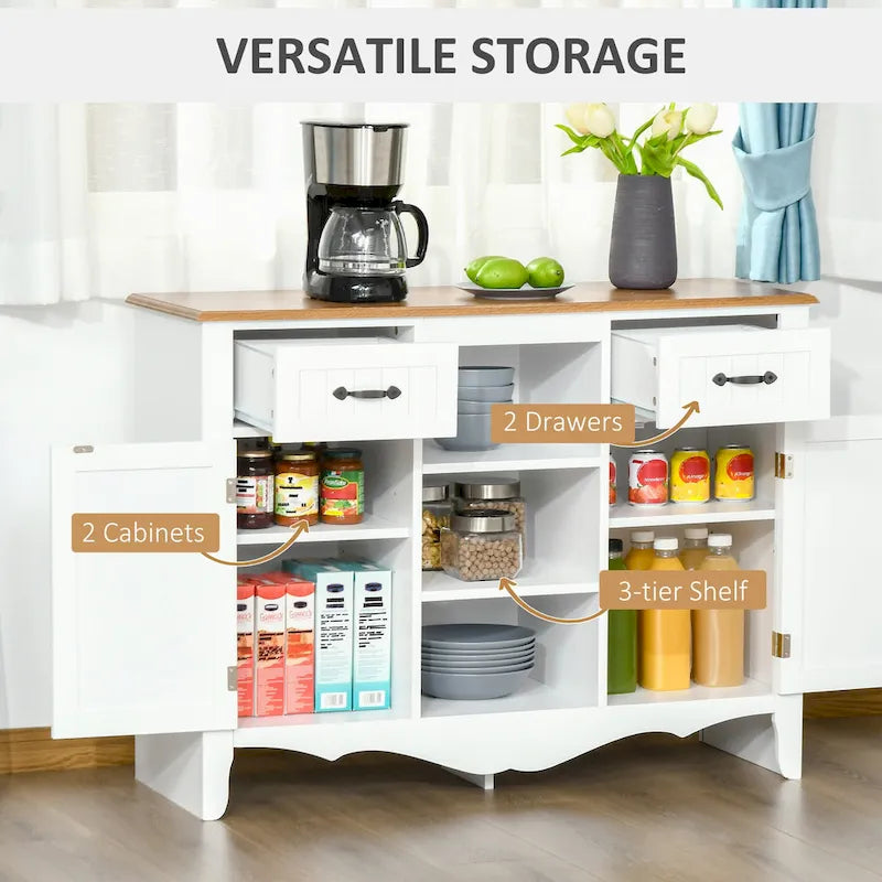 HOMCOM Buffet de Rangement 107 cm avec Tiroirs et Étagères Réglables pour Salle à Manger, Salon