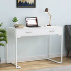 Bureau informatique avec 2 tiroirs, table d'étude/d'écriture moderne avec rangement pour bureau à domicile