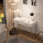 Bureau informatique avec 2 tiroirs, table d'étude/d'écriture moderne avec rangement pour bureau à domicile