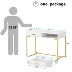 Bureau informatique avec 2 tiroirs, table d'étude/d'écriture moderne avec rangement pour bureau à domicile