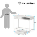 Bureau informatique avec 2 tiroirs, table d'étude/d'écriture moderne avec rangement pour bureau à domicile