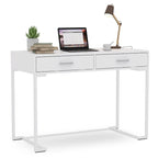 Bureau informatique avec 2 tiroirs, table d'étude/d'écriture moderne avec rangement pour bureau à domicile
