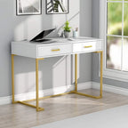 Bureau informatique avec 2 tiroirs, table d'étude/d'écriture moderne avec rangement pour bureau à domicile
