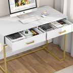 Bureau informatique avec 2 tiroirs, table d'étude/d'écriture moderne avec rangement pour bureau à domicile