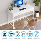 Bureau informatique avec 2 tiroirs, table d'étude/d'écriture moderne avec rangement pour bureau à domicile
