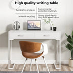 Bureau informatique avec 2 tiroirs, table d'étude/d'écriture moderne avec rangement pour bureau à domicile