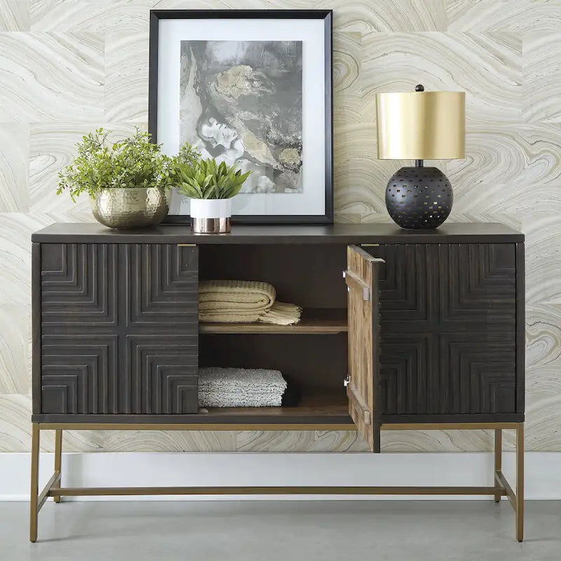 Armoire d'appoint Elinmore marron/or - 58 larg. x 16 prof. x 37 haut.