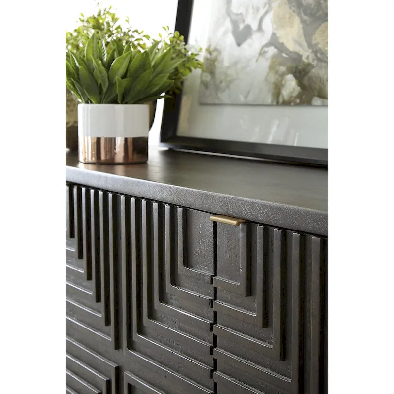 Armoire d'appoint Elinmore marron/or - 58 larg. x 16 prof. x 37 haut.