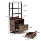 Meuble de rangement haut à 4 niveaux marron/noir avec serrure, étagères multifonctionnelles pour collection, bibliothèques de classement