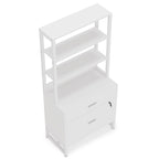Meuble de rangement haut à 4 niveaux marron/noir avec serrure, étagères multifonctionnelles pour collection, bibliothèques de classement