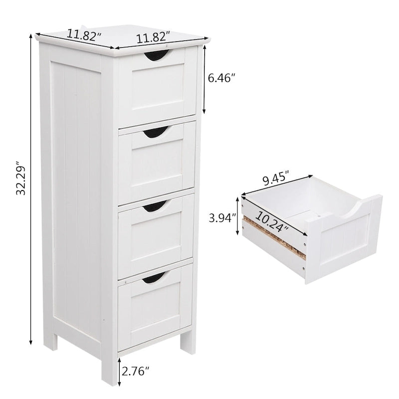 Meuble de rangement pour salle de bain 32FCH 4 tiroirs blanc