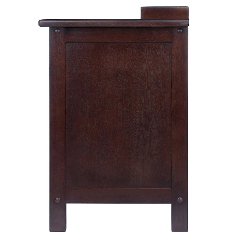 Banc de rangement Adriana 4 pièces avec 3 paniers tressés pliables, Noyer