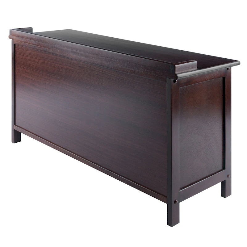 Banc de rangement Adriana 4 pièces avec 3 paniers tressés pliables, Noyer