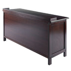 Banc de rangement Adriana 4 pièces avec 3 paniers tressés pliables, Noyer