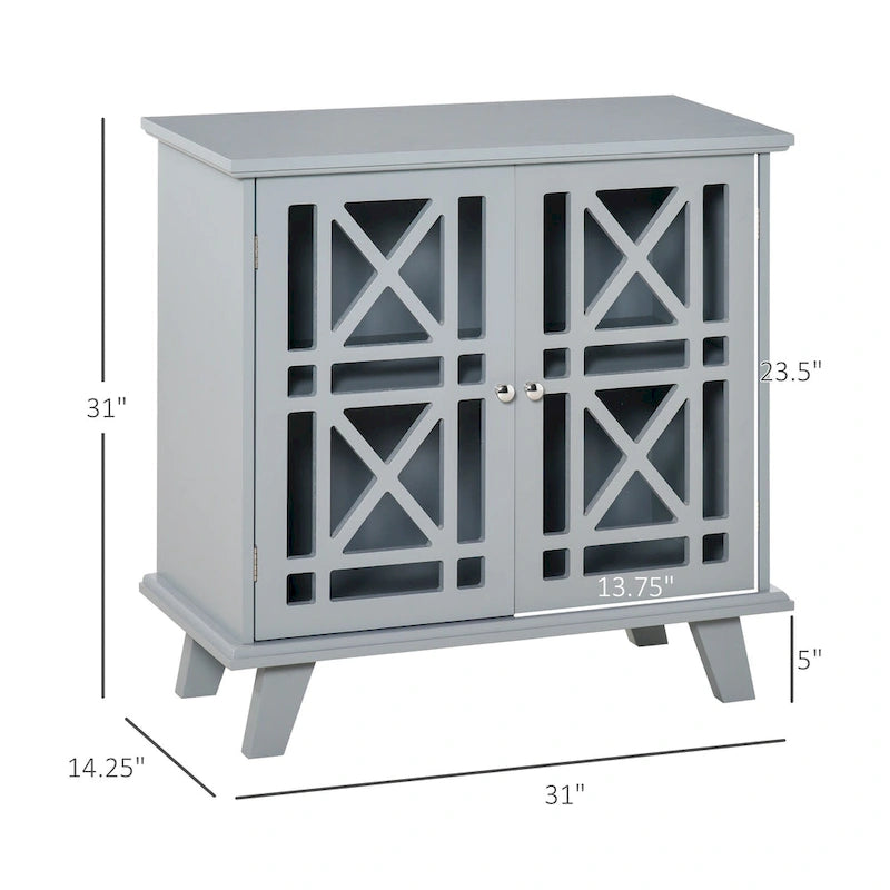 HOMCOM Buffet bahut de rangement d'appoint avec portes persiennes et base surélevée, gris - 31 x 14.25 x 31