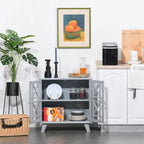 HOMCOM Buffet bahut de rangement d'appoint avec portes persiennes et base surélevée, gris - 31 x 14.25 x 31