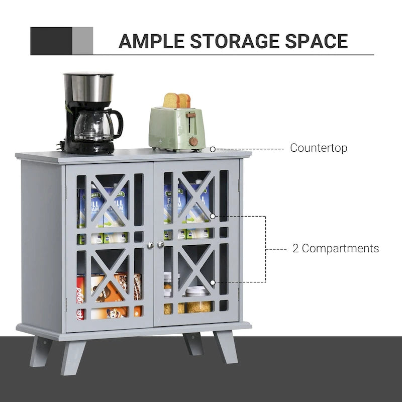 HOMCOM Buffet bahut de rangement d'appoint avec portes persiennes et base surélevée, gris - 31 x 14.25 x 31