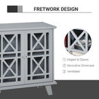 HOMCOM Buffet bahut de rangement d'appoint avec portes persiennes et base surélevée, gris - 31 x 14.25 x 31