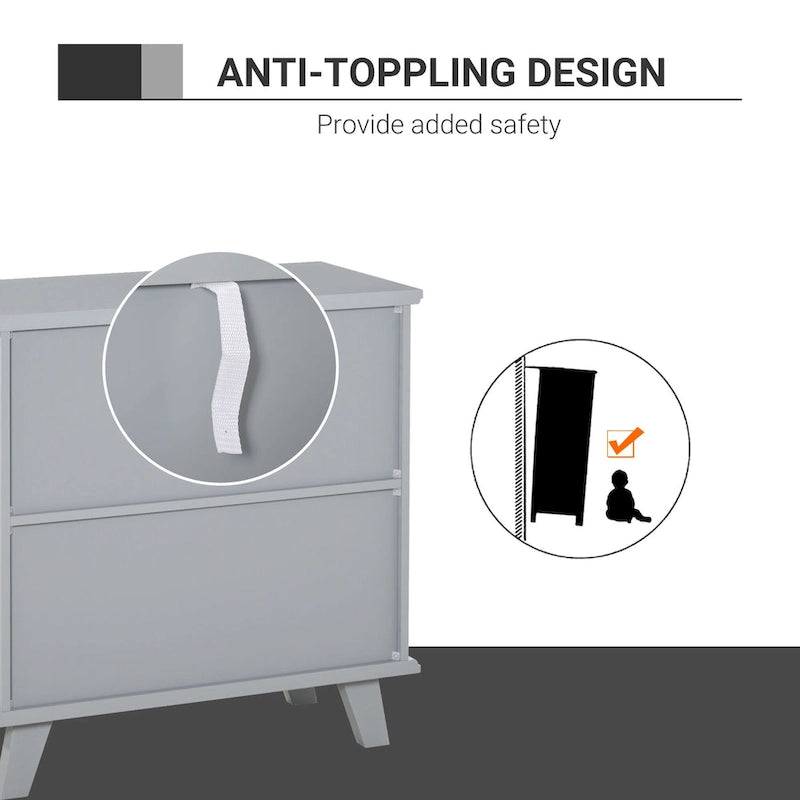 HOMCOM Buffet bahut de rangement d'appoint avec portes persiennes et base surélevée, gris - 31 x 14.25 x 31