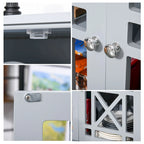 HOMCOM Buffet bahut de rangement d'appoint avec portes persiennes et base surélevée, gris - 31 x 14.25 x 31